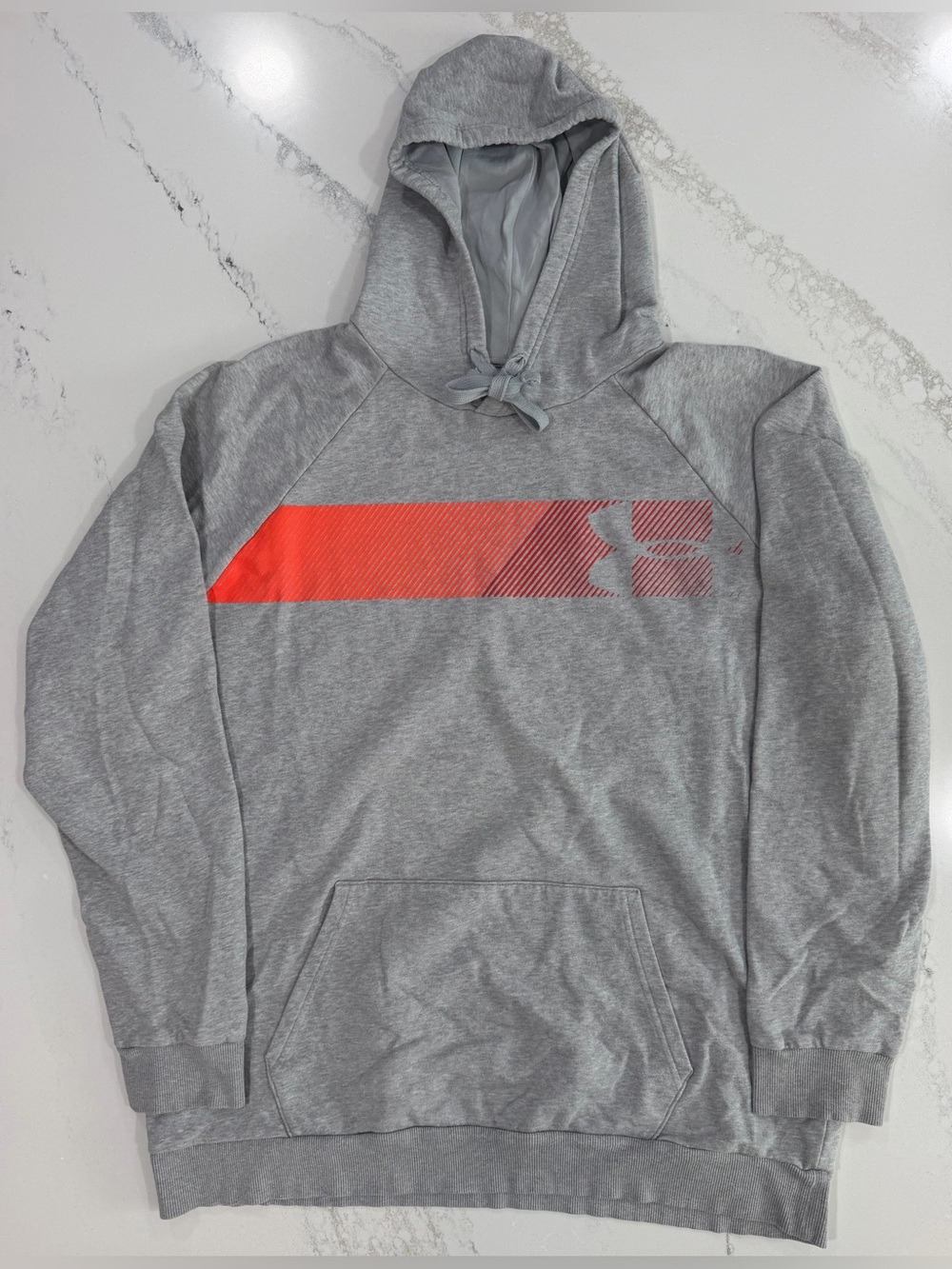 Under Armour - Men’s Rival Fleece Graphic Hoodie | Gray+Orange | Size XLT Loose